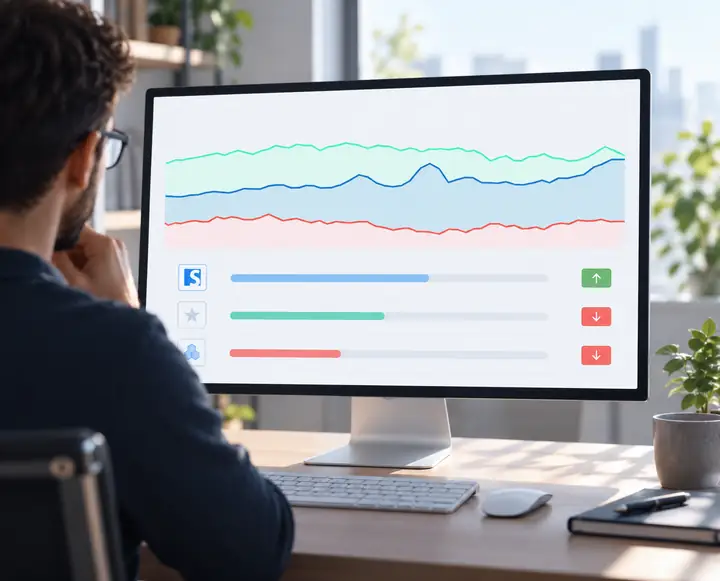 Interface d’analyse de la concurrence comparant les performances SEO